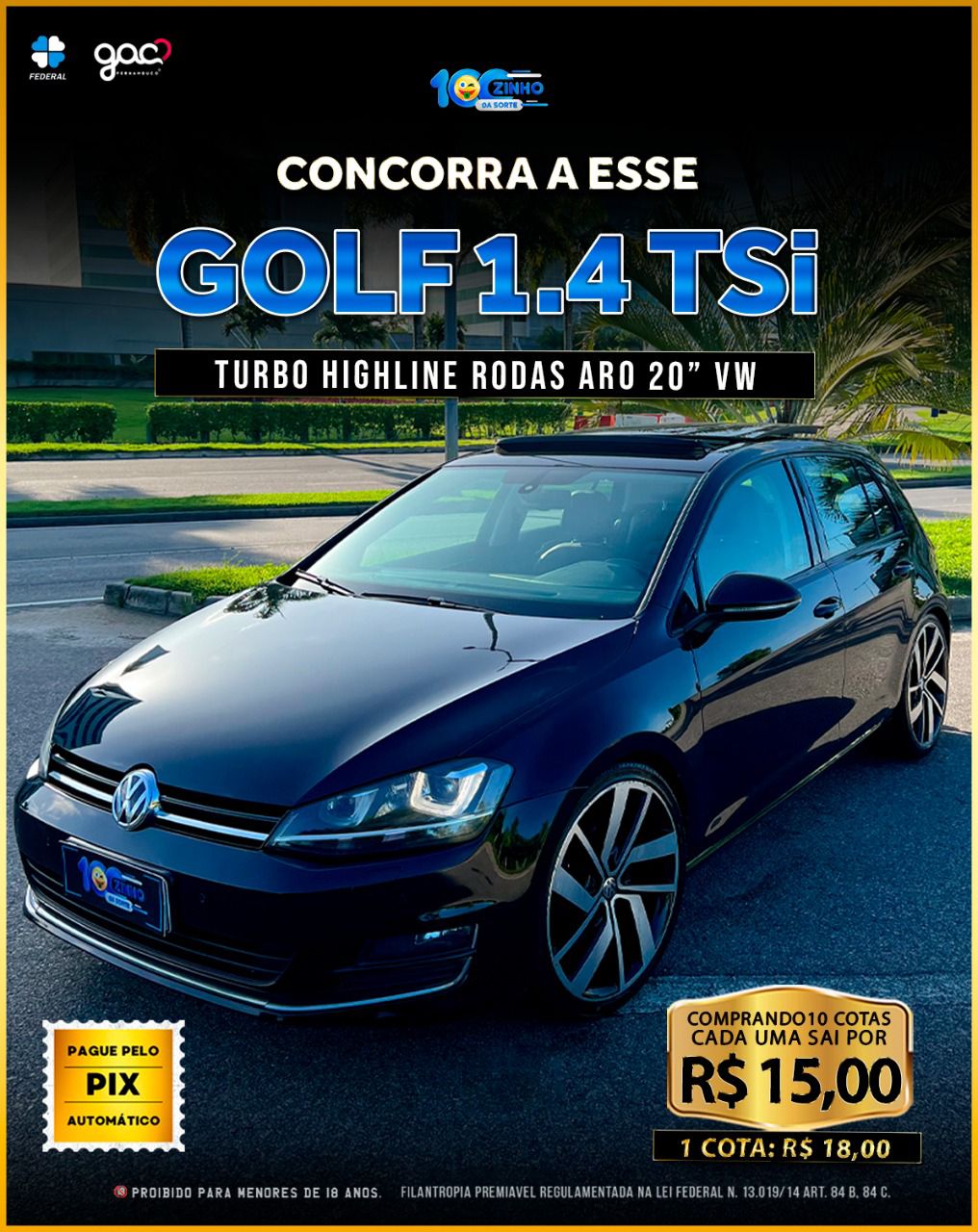 GOLF 1.4 TSi HIGHLINE TURBO TODO EXCLUSIVO. 100zinho da Sorte