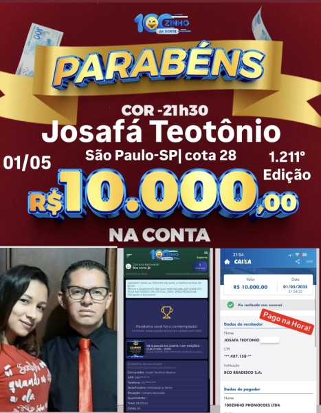 R$ 12.000,00 NA CONTA! 1.211° EDIÇÕES - COR  21:30h - 01/05