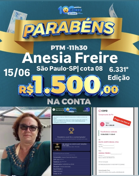 R$ 1.500,00 NA CONTA! 6.331° EDIÇÕES - PTM   11:30h.