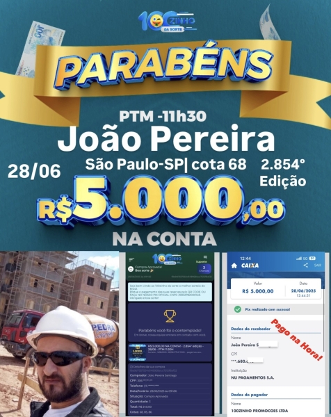 R$ 5.000,00 NA CONTA!  - 2.854° edição - 28/06 - PTM   11:30H 