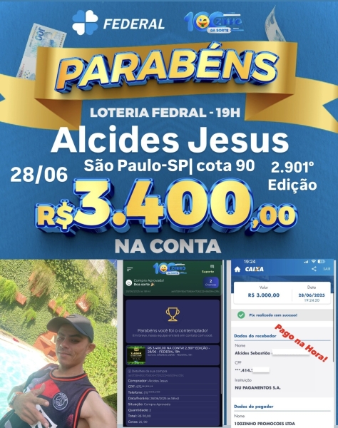 R$ 3.400,00 NA CONTA! 2..901° EDIÇÃO - 28/06 - FEDERAL   19h