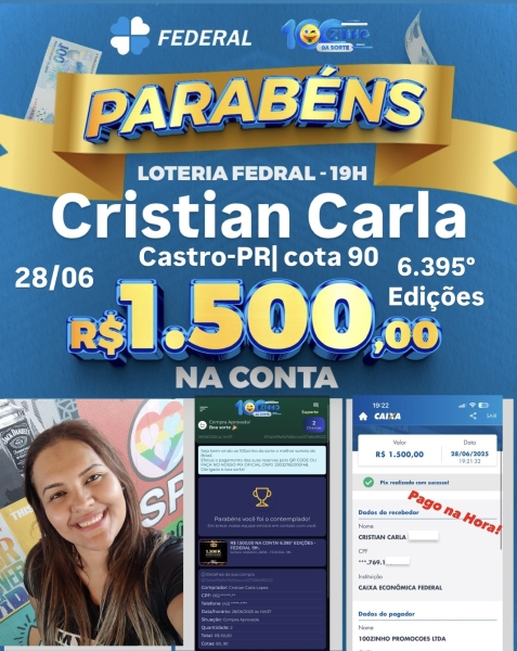 R$ 1.500,00 NA CONTA! 6.395° EDIÇÕES - FEDERAL   19h.