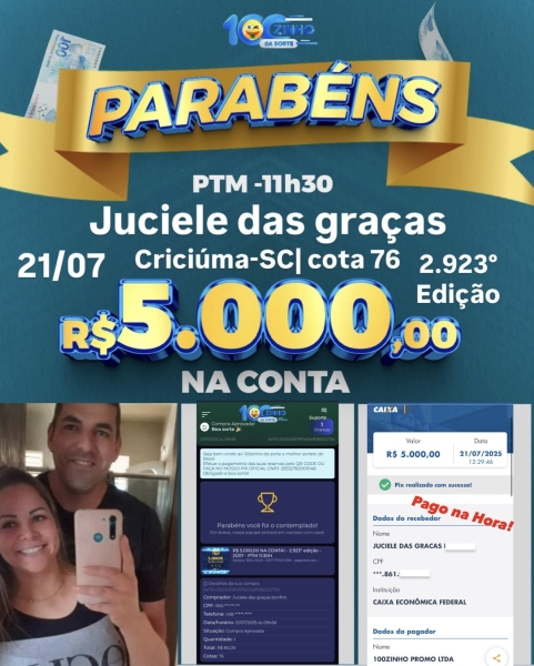 R$ 5.000,00 NA CONTA!  - 2.923° edição - 21/07 - PTM   11:30H 
