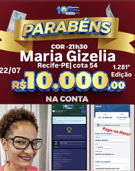 R$ 12.000,00 NA CONTA! 1.281° EDIÇÕES - COR  21:30h - 22/07