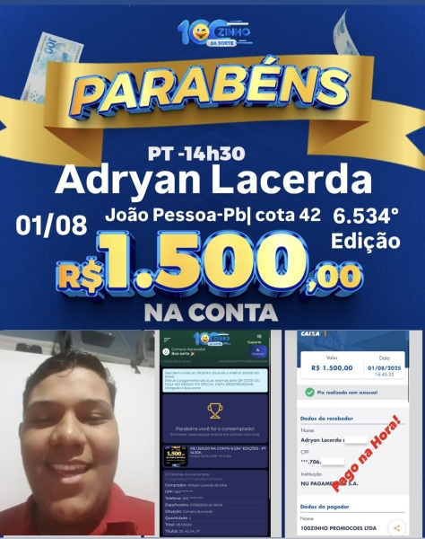 R$ 1.500,00 NA CONTA! 6.534° EDIÇÕES - PT   14:30h.