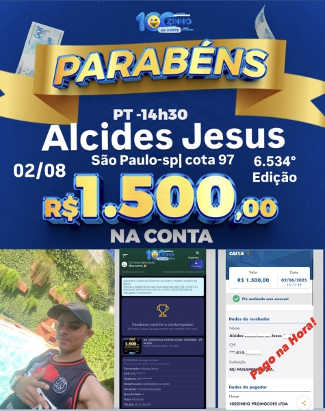 R$ 1.500,00 NA CONTA! 6.534° EDIÇÕES - PT   14:30h.
