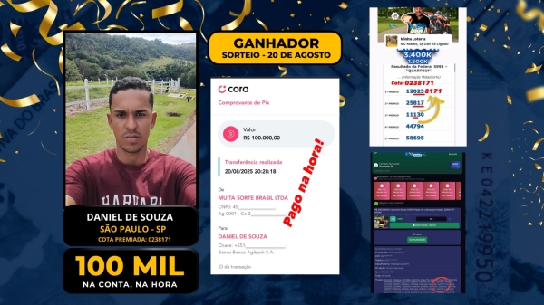 R$ 200.000,00 na conta! Sendo 100Mil Reais em roletas premiadas. 20/08  167º edição